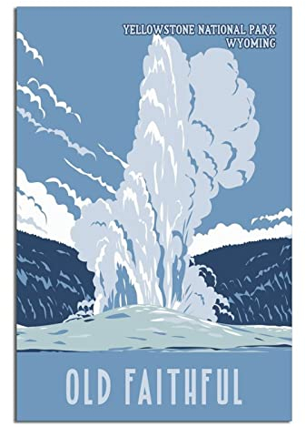 Old Faithful Yellowstones National Park Wyoming Vintage Reiseposter Leinwandkunst Zuhause Zimmer Wanddekoration Bild Poster Druck Gemälde Geschenk Poster