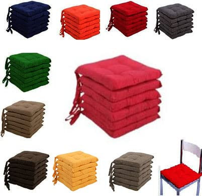 Generico CUSCINI PER SEDIA COPRISEDIA TRAPUNTATI MORBIDONE CONFEZIONE 6 PEZZI CON LACCETTI TINTA UNITA (bordò)