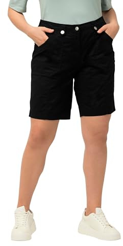 Ulla Popken Damen große Größen Übergrößen Plus Size Cargo-Bermuda, Komfortbund, 4-Pocket-Schnitt schwarz 54 818455100-54