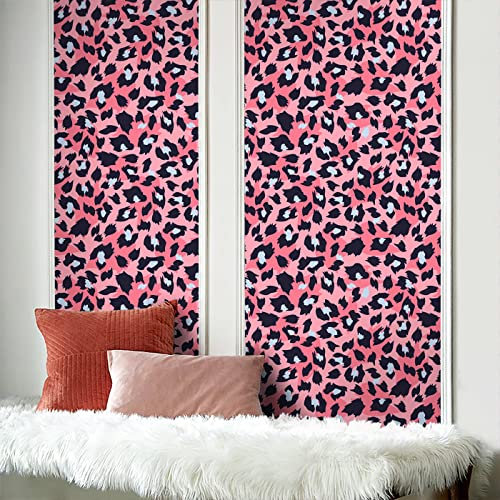 Ismoon Einzigartige rosa Tapete zum Abziehen und Aufkleben, Leoparden-Tapete, bunte Tapete, modernes rosa Kontaktpapier, verdickte, abnehmbare Tapete, selbstklebendes Papier für Heimdekoration, Vinyl