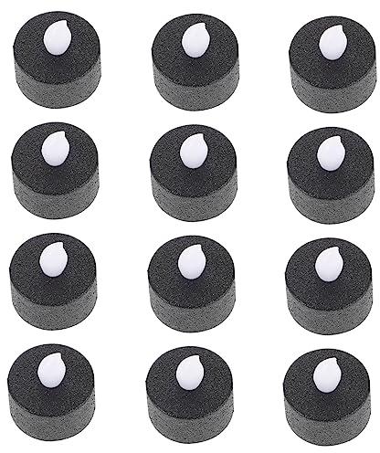 HOOTNEE 12 Pièces Bougie Lumière Fausses Bougies Chauffe-Plat LED Bougie Lampe Bougie Chauffe-Plat sans Flamme Paillettes Noires Accessoires De Photo De Mariage Bougies De Mariage Bougies