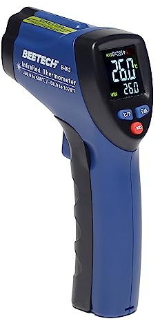 BEETECH Industrial Infrared Thermometer -50°C to 580°C with Circular Laser Technology, Emissivity Adjustable, Multicolor Display, Fast Response and Backlight LCD Display
