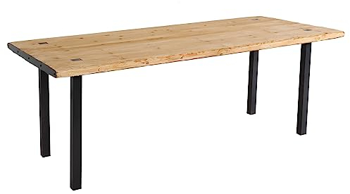Mendler Esstisch HWC-L75, Tisch Esszimmertisch, Industrial Massiv-Holz MVG-Zertifiziert 200x90cm, Natur