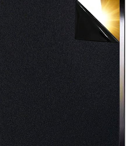 Qualsen Blackout Window Film Privacy Window Film Sunlight Control Window clings Light Blocking Window Tint Non Adhesive Window Matte Black Decorative Film (30 x 200cm)