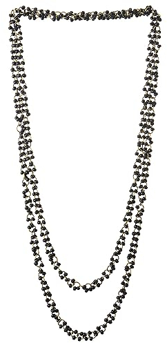 COOLSTEELANDBEYOND Schöne Schwarz Holz Wulst Lange Kette Lätzchen Halsband Halsketten Anhänger, Multi-Strang