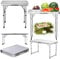 VickyHome 80x60x69 cm Weißer Mteall Klappbarer Garten Camping Picknick Tisch, Hochleistungsklappbarer Bocktisch Schreibtisch Esstisch aus Kunststoff für Grillpartys