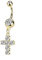 Paula & Fritz® Bauch-nabelpiercing Gold Edelstahl Chirurgenstahl 316L Kreuz-Anhänger Zirkonia Klar Banane Bauch-Piercing Bananabell Nabelpiercing