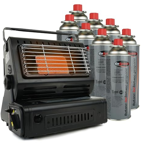 Eurocatch Chauffage à gaz - Incl. 8 bouteilles de gaz - Chauffage - Chauffage de terrasse - Réglable - Portable