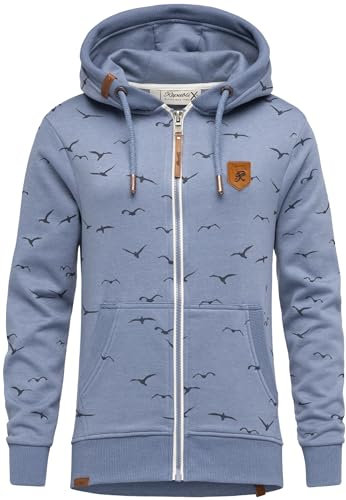 REPUBLIX Damen Sweatjacke Hoodie Sweatshirt Pullover Zipper Jacke RD-024 Blau Melange XS