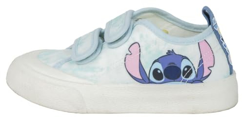 Stitch Sneakers für Kinder - Blau und Weiß - Größe 29 - Klettverschluss - Canvas-Sneakers mit TPR-Sohle - Hinten anziehbar - Original Produkt entworfen in Spanien
