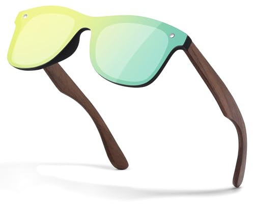 Glapeame Sonnenbrille-Herren-Holzbein-Polarisierte-Walnuss-Sonnenbrillen-Damen-Sunglasses-Men-Sonnen brille-Women-UV400 Schutz-Retro-Schwarze Sonnenbrille-für Angeln-Camping,9