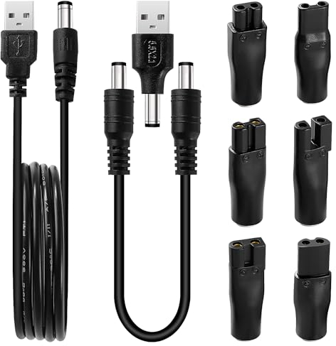 KUOQIY 9 Stücke Rasierer-Ladekabel-Set, 5V Rasierer Ladegerät Netzkabel USB Adapter Set, USB Shaver Charger Cable, für eine Vielzahl von elektrischen Haarschneidern, Rasierern