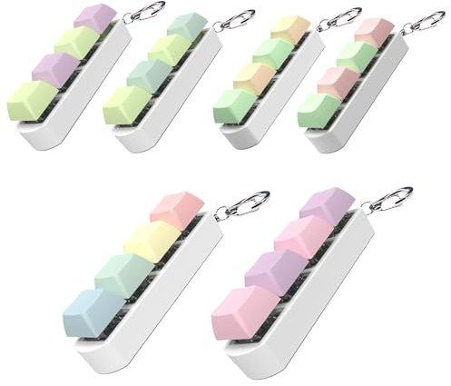 Fidget Toys Keyboard, 4 Button Fidget Keyboard Keychain Stress Relief Toys for Adults Kids, Funny Finger Keyboard Keychain Fidget Toys, Desk Toys, Stress Relief, ADHD Toys,Gift for Boys Girls (6Pcs)