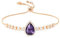 Linawe Amethyst Purple Crystal Bracelets for Women Trendy, Imitation Diamond Rhinestone Birthstone Moissanite Charm Rose Gold Chain Bracelet Set, Prom Wedding Preppy Cute Jewellery