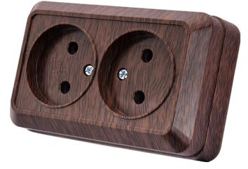 Enchufe de pared empotrado, juego de enchufes eléctricos de pared, para interior, 250 V CA, 16 A, madera veteada oscura, toma doble sin conexión a tierra, MZ-05