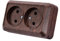Enchufe de pared empotrado, juego de enchufes eléctricos de pared, para interior, 250 V CA, 16 A, madera veteada oscura, toma doble sin conexión a tierra, MZ-05