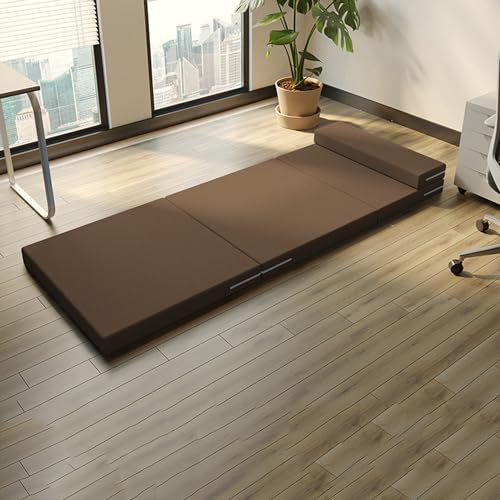Faltbare Matratze für Einzelbett, faltbare Isomatten für Reisen, Camping, Wohnzimmer, Schlafzimmer, Kleinkind, Gästematratze mit waschbarem Bezug, Bett in einer Box (200 x 120 x 10 cm, braun)