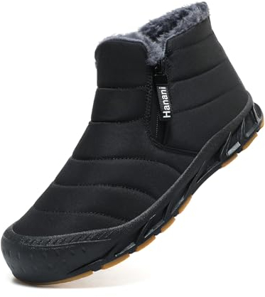 Winterschuhe Herren Warm Gefüttert Schneestiefel Reißverschluss Kurzschaft Stiefel Flach Winter Outdoor Boots Bequem Rutschfeste Wanderstiefel Winterstiefel