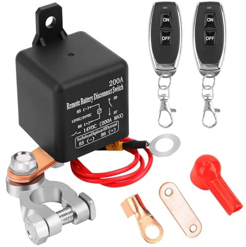 Lunriwis Remote Battery Disconnect Switch 12V 200A Car Wireless Kill Switch Anti-theft Switch Prevents Battery Depletion with Two Wireless Remote Car Kill Switches for Cars, RVs and Trucks