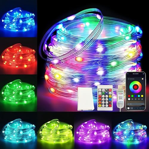 5M RGB Lichterkette Farbwechsel,200+ Modi 50LEDs Wasserdicht Lichtschlauch USB Plug in,mit Timer,Sync Musik, Fernbedienung & App Steuerung,für Weihnachten, Hochzeit, Haus, Party Dekoration