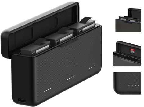TELESIN Osmo Action 4/3 Battery Charger for DJI Action 4 3, USB Fast Charging Case with Type-C Cable Compatible with DJI Osmo Action 4 3 Original Battery, Triple Battery Charger