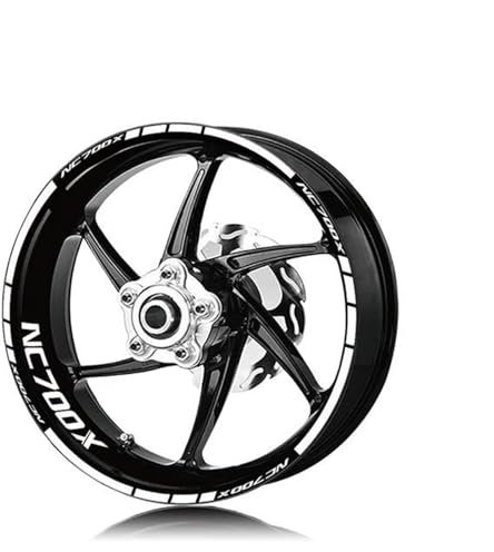 Adesivo per bordo ruote Adesivi Per Cerchi Riflettenti Per Motociclette, Adesivi Per Cerchi Interni, Strisce Decorative, Accessori Per H&onda NC700X NC 700X Nc700x Decalcomanie per ruote(BIANCO)