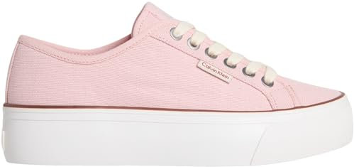 Calvin Klein Baskets Vulcanisées Femme Logo Tag Compensées, Rose (Sweet Pink/Cappuccino), 39