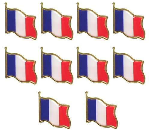 PRAOFRT 10 Pièces Pins drapeau francais Pin's Drapeau Français Pins france France Drapeaux Epingle Broche Badge PINS EUROPE Pins costume homme