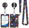 Porte Badge de Carte avec Cordon Tour de Cou d'Identification,Floraux Porte-cartes Swivel Lobster Clasp avec Lanières Rétractables Pour Cartes Clés Caméra Floraux (B-Fleur embellie noire)