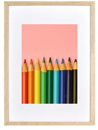 LYYYYX Bilderrahmen DIN A4 Holz mit Passepartout Fotorahmen mit Acrylglas zum senkrechten oder waagerechten Aufhängen/Stellen Fotorahmen aus Holz for Fotos, Poster, Puzzles,1er Set