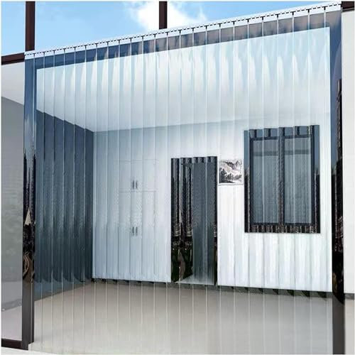 MaiBuL LNNW PVC Streifenvorhang Transparenter Vorhang, gewerblich industriell for Türen von Haustierheimen, Lagerhäusern (Größe: 1,5 x 2,4 m) Für Lager Garagentor Gefrierschrank Eingang