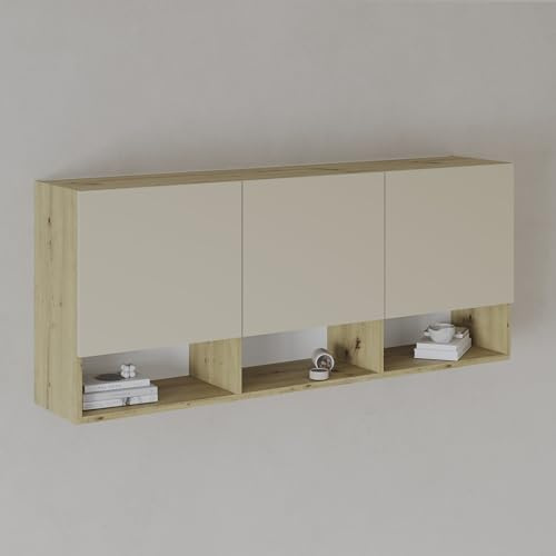 haaus Hängeschrank Malmo, 3 Türen, Artisan Eiche/Lehm, 144 x 27 x 60 cm