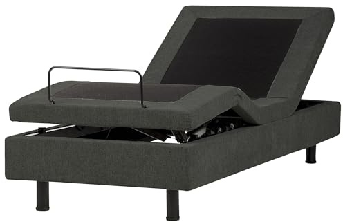 Beliani Polsterbett ohne Kopfteil verstellbar dunkelgrau 80x200 Fernbedienung Castellan