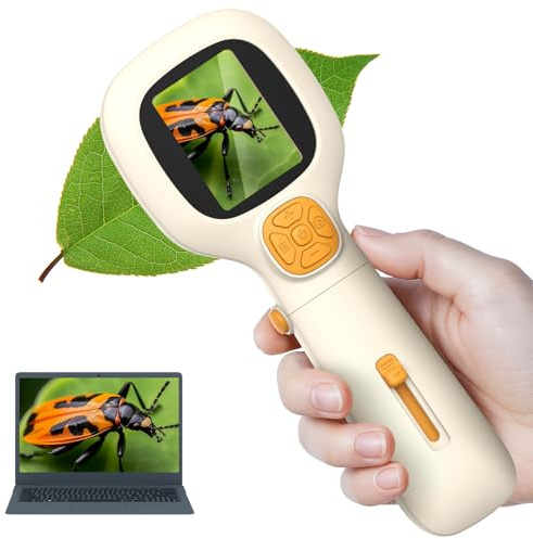 HUTACT Kinder Digitales Mikroskop 1000X - Tragbares Handy-Mikroskop mit 2-Zoll-Bildschirm ab 6-12 Jahren, STEM Edubini Wissenschaft Spielzeug und Weihnachten Geburtstag Geschenke