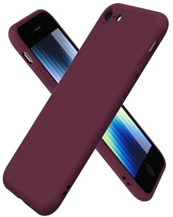oakxco for iPhone SE 2022/2020/ 7/8 Case Silicone, Ultra Slim Thin Phone Case for Women Girls, Plain Solid Color Minimalist Aesthetic Cute Girly Design, Soft Rubber with Camera Cover, Burgundy Maroon