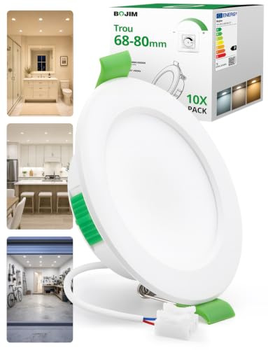 BOJIM LED Spots Einbaustrahler 230V Deckenleuchte 68mm - 80mm Lochmaß IP44 | Dimmbar Deckenspots 5W 400LM Einbauspots Warmweiß Neutralweiß Kaltweiß Einbauleuchten Flach für Badezimmer Küche 10er Set