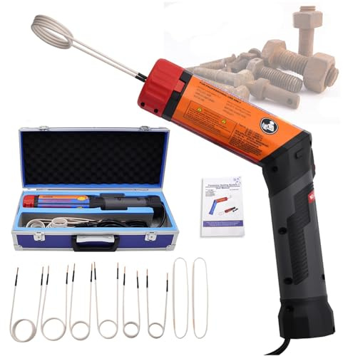 Kit Riscaldatore A Induzione Magnetica, Strumento Portatile per La Rimozione di Bulloni da 1100 W, Rimozione di Viti Arrugginite Senza Fiamma, Set di Scatole in Alluminio da 8 Bobine