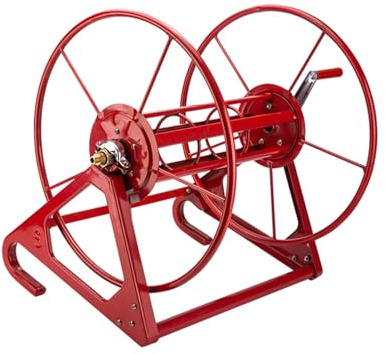 FORRTY Metall Gartenschlauch Schlauchtrommel, Handkurbel Schlauchaufroller, Wand-/Boden-/Ladeflächenmontage, Landwirtschaftlicher Schlauchwagen for Garten, Hof, Autowäsche & Sprüher(200m Red)