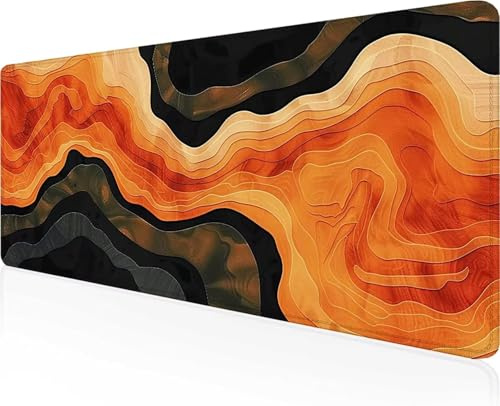 Abstrakt Mauspad XXL 90 x 40cm, Schwarz Groß Gaming Mauspad Design Vernähte Kanten, Wetterfest Anti Rutsch Mousepad PC Laptop verbessert Präzision und Geschwindigkeit, für Home Office PjY3655 Y-T