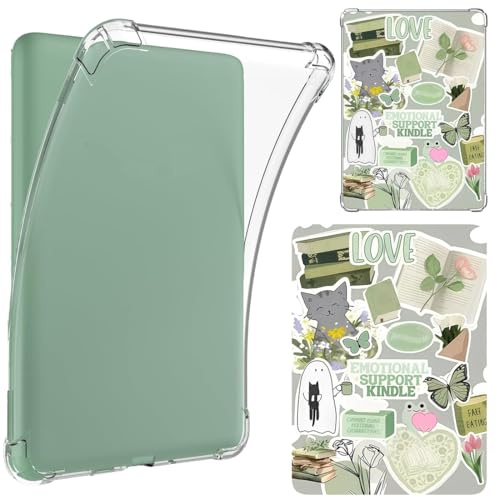 KIRZAX Kindle Hülle 7 Zoll, Transparent Silikonrückseite anti-Kratz für Kindle Paperwhite 12. Gen 2024 & Paperwhite 6/KPW6/K12, mit Lese-Spaß-Karte
