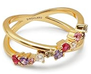 SINGULARU - Ring Estellar Cross. Messing mit 18K vergoldung und Kubisches Zirkonoxid. Schmuck für Damen. Ringgröße 50-58.