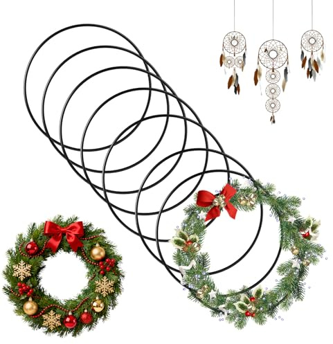 ZHUDALA 8 Stück Schwarze Drahtringe 30cm – Metallringe zum Basteln, Hochzeitsdekoration & Weihnachtskranz