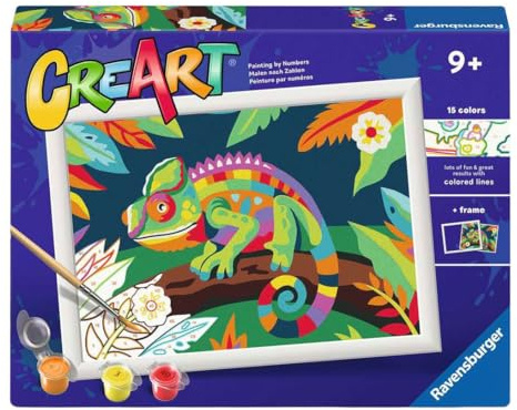 Ravensburger CreArt Serie D – buntes Chamäleon | Malen nach Zahlen | Malset | Maße 25 x 18,30 cm | Spiele für Kinder 9 Jahre | Geschenkideen | Geschenk für Kinder 9 Jahre