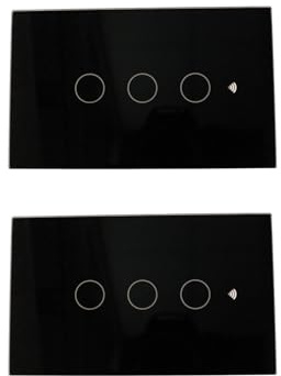 2 PCS Interruttore Touch da Parete WiFi 2.4G + BLE + RF 433MHz, Vetro Temperato Nero, 3 Tasti, 120X72X38mm Per Scatola 503 Italiano, App TUYA Smart Life