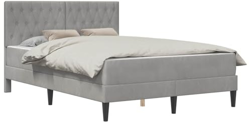 vidaXL Bettgestell mit Matratze Hellgrau 160 x 200 cm Samt, Stylische Schlafzimmermöbel, modernes Bett mit Matratze, weicher Rahmen, rechteckiges Design, einfacher Aufbau