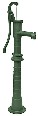 Ziaphsol Bomba manual con soporte de hierro fundido para fuente y jardín, extracción manual de agua hasta 8 m de profundidad, conexión de 38 mm, para riego