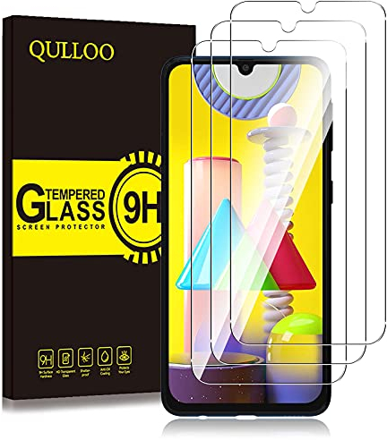 QULLOO Schutzfolie für Samsung Galaxy M30s / M31 / M21, [3 Stück] 9H Härte Gehärtetes Glas HD Klar Displayschutzfolie Anti-Kratzen Folie