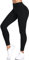 Yaavii Damen Sport Leggings Lange Blickdicht Yoga Leggings Figurformende Sporthose Yogahose Fitnesshose mit Hohe Taille Bauchkontrolle Schwarz2 L