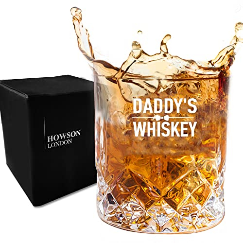 howson london Personalised Whiskey Glass for Men Custom Dad Gifts for Fathers Day Engraved Whisky Glasses for Father's Day Whiskey Tumbler Glass for Men with Any Name(Bow-Tie)