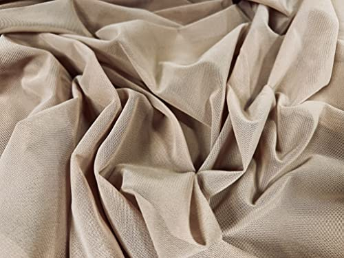 Power-Mesh-Netz-Stretch-Spandex-Stoff, Meterware, einfarbig – Stone, TFM 1K3-5242